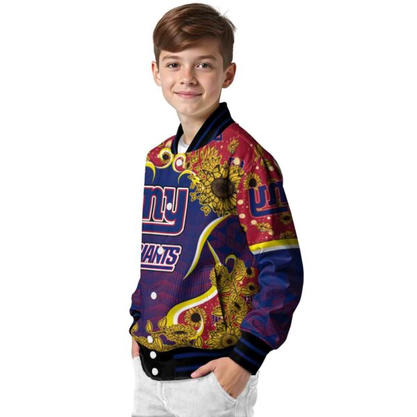 new york giants sunflower bloom blue yellow jacket trendy
