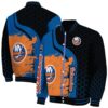 new york islanders hexagonal pattern blue black jacket fashion forward