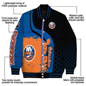 new york islanders hexagonal pattern blue black jacket new arrival