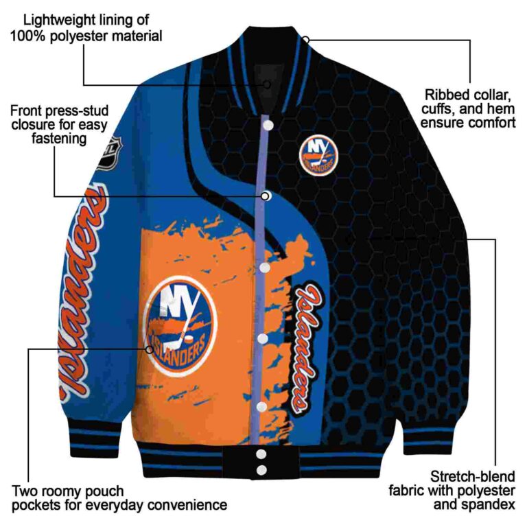new york islanders hexagonal pattern blue black jacket new arrival