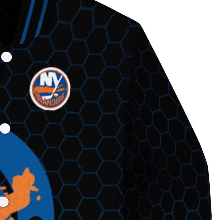 new york islanders hexagonal pattern blue black jacket premium grade
