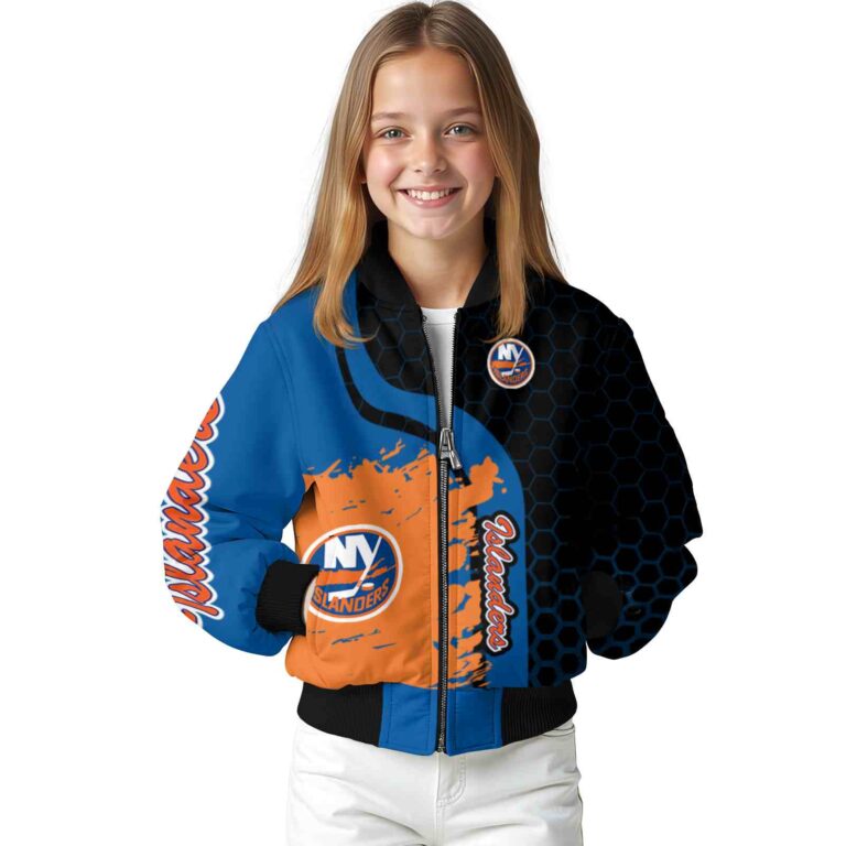 new york islanders hexagonal pattern blue black jacket top rated