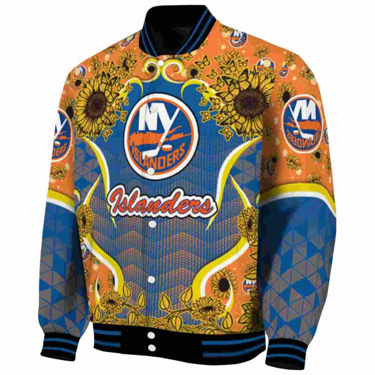 new york islanders sunflower bloom blue yellow jacket best selling