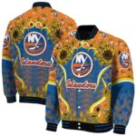 new york islanders sunflower bloom blue yellow jacket best selling