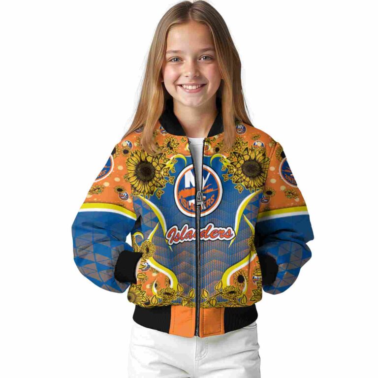 new york islanders sunflower bloom blue yellow jacket top rated