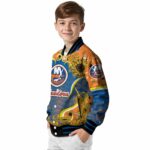 new york islanders sunflower bloom blue yellow jacket best selling