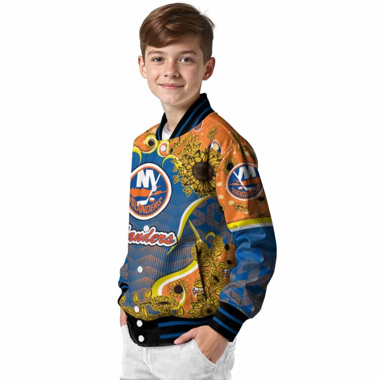 new york islanders sunflower bloom blue yellow jacket trendy
