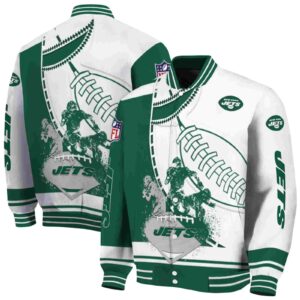 new york jets baseball stitching white jacket fashion forward
