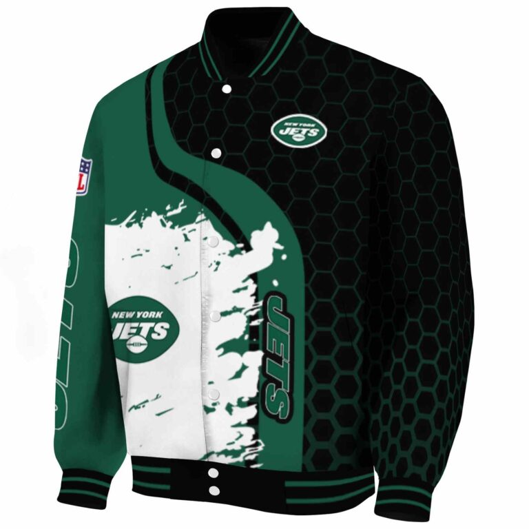 new york jets hexagonal pattern green black jacket best selling