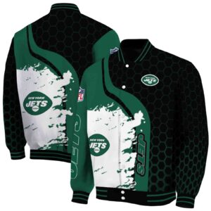 new york jets hexagonal pattern green black jacket fashion forward