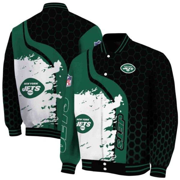new york jets hexagonal pattern green black jacket fashion forward