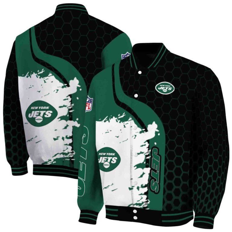 new york jets hexagonal pattern green black jacket fashion forward