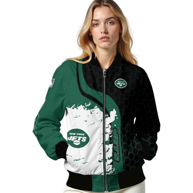 new york jets hexagonal pattern green black jacket latest model