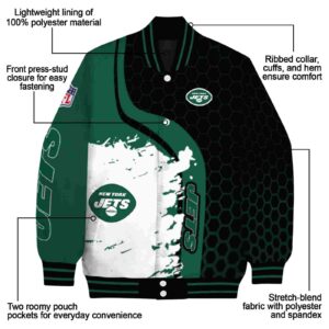 new york jets hexagonal pattern green black jacket new arrival