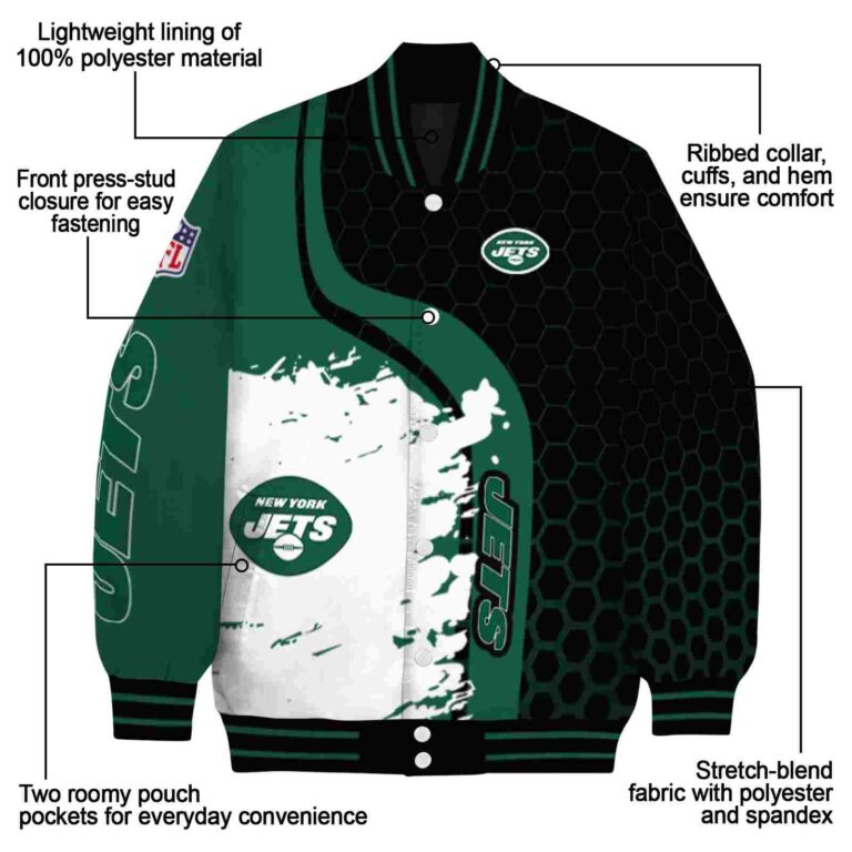 new york jets hexagonal pattern green black jacket new arrival