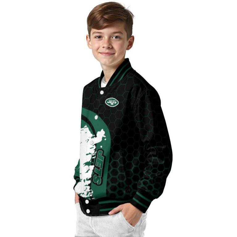 new york jets hexagonal pattern green black jacket trendy
