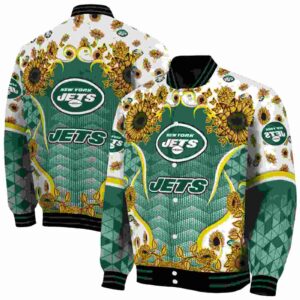 new york jets sunflower bloom green yellow jacket fashion forward