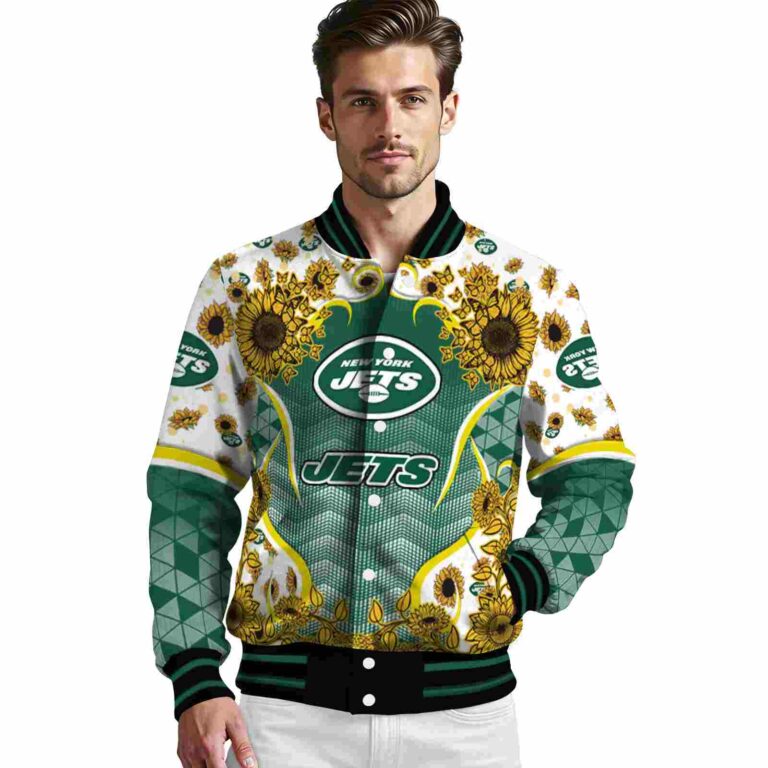new york jets sunflower bloom green yellow jacket high quality