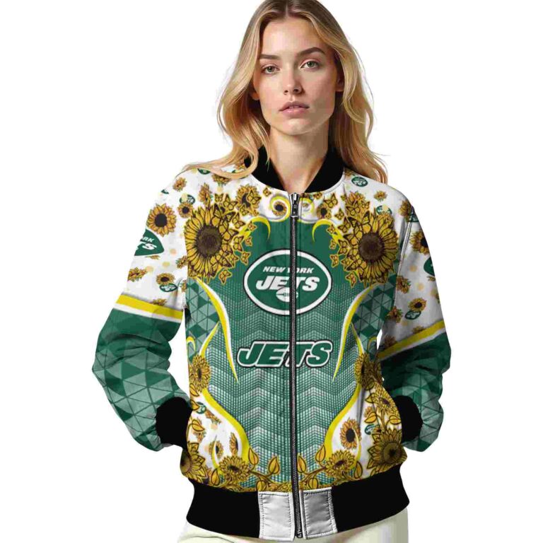 new york jets sunflower bloom green yellow jacket latest model