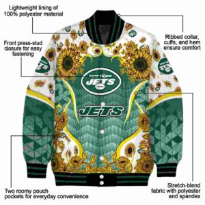 new york jets sunflower bloom green yellow jacket new arrival