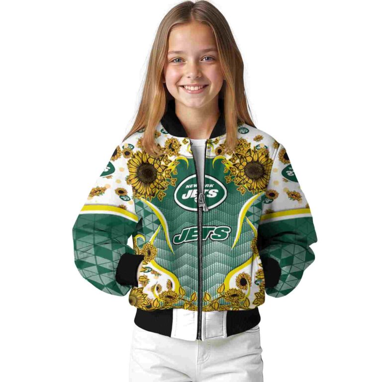 new york jets sunflower bloom green yellow jacket top rated