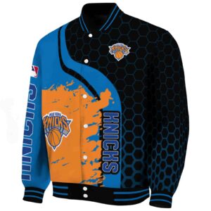 new york knicks hexagonal pattern blue black jacket best selling