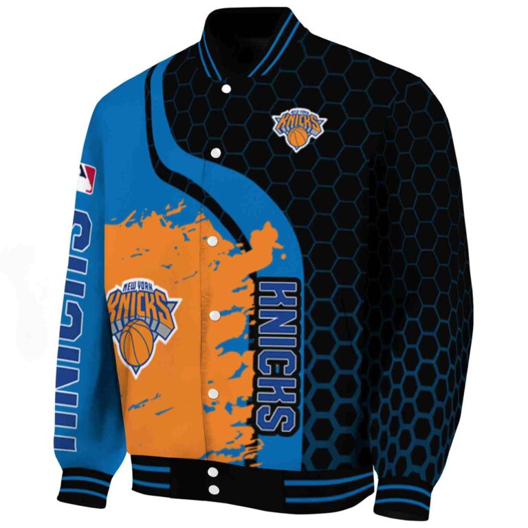 new york knicks hexagonal pattern blue black jacket best selling