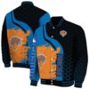 new york knicks hexagonal pattern blue black jacket fashion forward