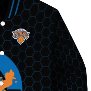 new york knicks hexagonal pattern blue black jacket premium grade