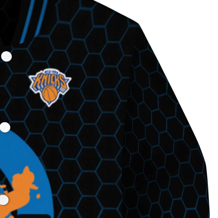 new york knicks hexagonal pattern blue black jacket premium grade