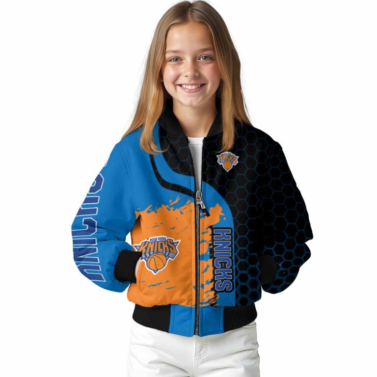 new york knicks hexagonal pattern blue black jacket top rated