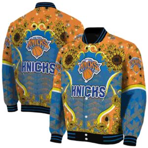 new york knicks sunflower bloom blue yellow jacket fashion forward