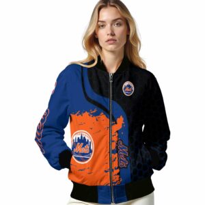 new york mets hexagonal pattern blue black jacket latest model