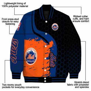 new york mets hexagonal pattern blue black jacket new arrival
