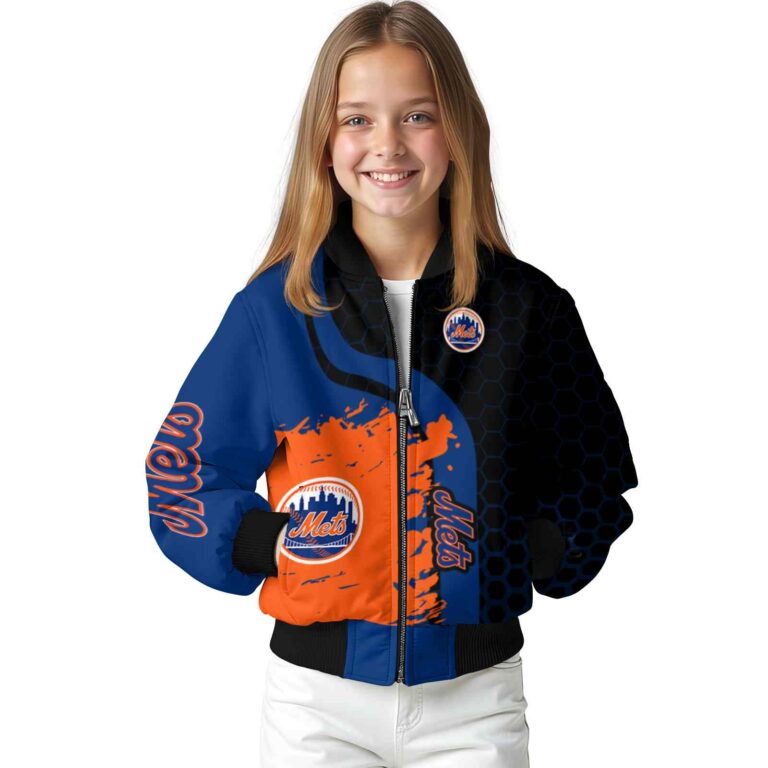 new york mets hexagonal pattern blue black jacket top rated