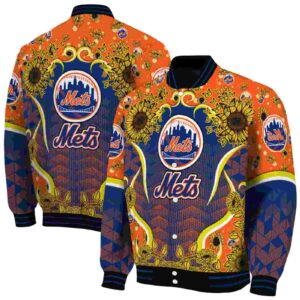 new york mets sunflower bloom blue yellow jacket fashion forward
