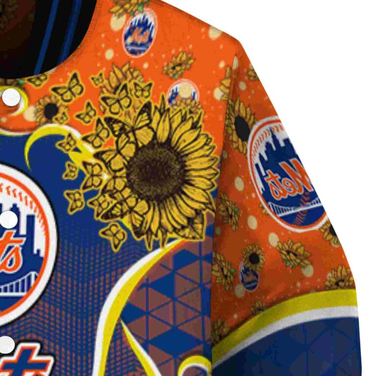 new york mets sunflower bloom blue yellow jacket premium grade
