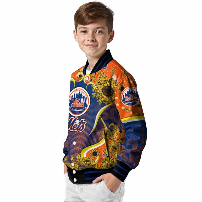 new york mets sunflower bloom blue yellow jacket trendy