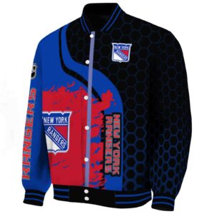 new york rangers hexagonal pattern blue black jacket best selling