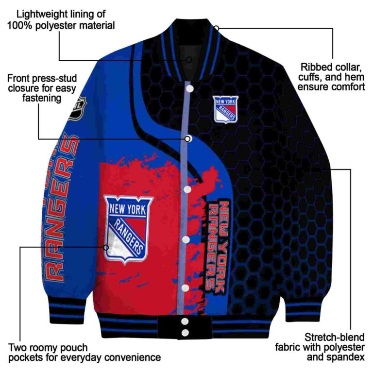new york rangers hexagonal pattern blue black jacket new arrival