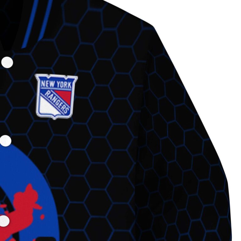 new york rangers hexagonal pattern blue black jacket premium grade