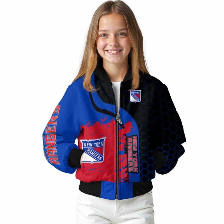 new york rangers hexagonal pattern blue black jacket top rated
