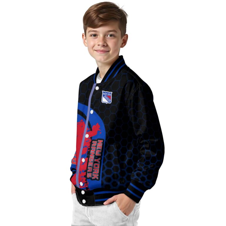 new york rangers hexagonal pattern blue black jacket trendy