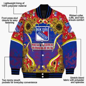 new york rangers sunflower bloom blue yellow jacket new arrival