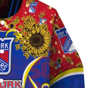 new york rangers sunflower bloom blue yellow jacket premium grade