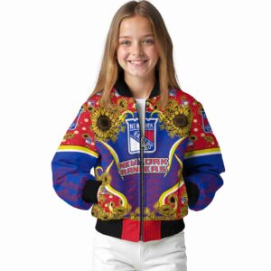 new york rangers sunflower bloom blue yellow jacket top rated