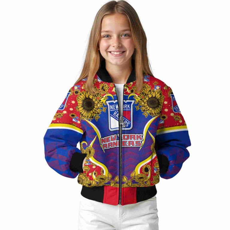 new york rangers sunflower bloom blue yellow jacket top rated