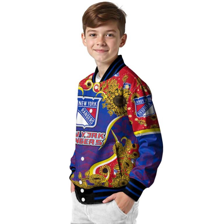 new york rangers sunflower bloom blue yellow jacket trendy