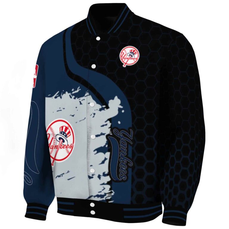 new york yankees hexagonal pattern navy black jacket best selling