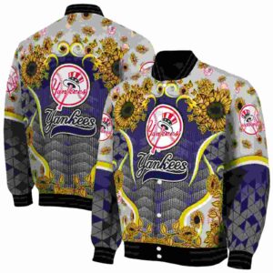 new york yankees sunflower bloom navy yellow jacket fashion forward